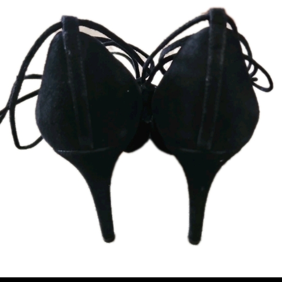 J Crew Womens Black Falsetto Suede Ankle Tie Sexy Date Night Pump Heels 8 - Picture 5 of 14